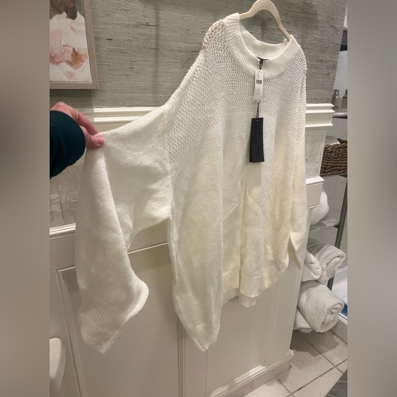 NWT new Anthropologie 3X plus caballero sheer pullover sweater white ivory - Picture 8 of 15